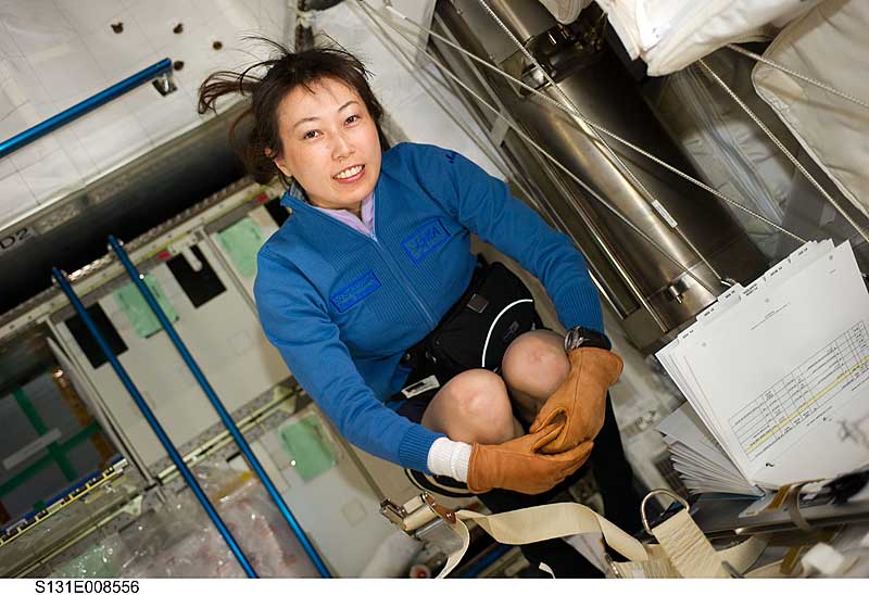 10 April 2010 --- Naoko Yamazaki, STS-131 mission specialist, floats freely in the Leonardo Multi-Purpose Logistics Module.
10 April 2010 --- Japan Aerospace Exploration Agency (JAXA) astronaut Naoko Yamazaki, STS-131 mission specialist, floats freely in the Leonardo Multi-Purpose Logistics Module (MPLM) linked to the International Space Station while space shuttle Discovery remains docked with the station.
