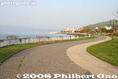 Lakefront promenade on the west end of Toyako Onsen Spa.
Keywords: hokkaido toyako-cho onsen hot spring spa lake toya