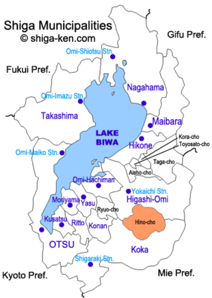Map of Shiga with Hino highlighted