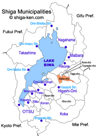 Map of Shiga with Aisho highlighted