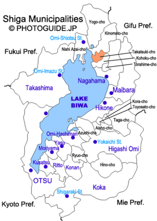 Map of Shiga with Takatsuki highlighted