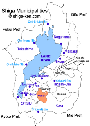 Map of Shiga with Konan highlighted