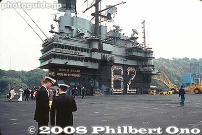 Flight deck of the USS Independence. The island or control tower can be seen.
Keywords: kanagawa yokosuka us navy naval base military aircraft carrier uss independence 